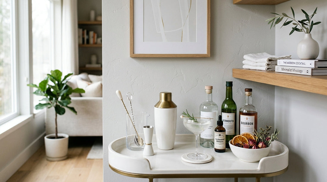 Styling a Minimalist Cocktail Corner with Pearl White Accents