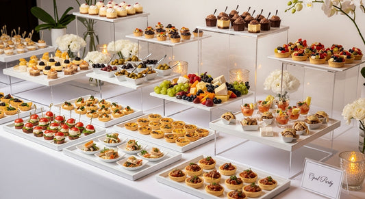 How to Style a Buffet Table Using Minimalist Risers and Trays