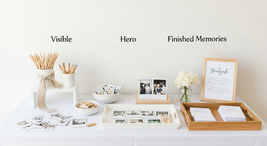 How to Style a Photo Table (Polaroids, Guestbook, Keepsakes) Beautifully