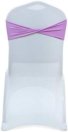 VDS Pack of 25 PCS | Light Purple | Spandex Chair Sashes Bows Without Buckle | Stretch Elastic Banquet Universal Folding Chair Band Tie with for Wedding Party Conference Celebration Event Decoration