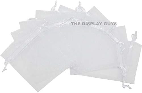 TheDisplayGuys 48-Pack 4x6 White Sheer Organza Gift Bags with Drawstring, Jewelry Candy Treat Wedding Party Favors Mesh Pouch