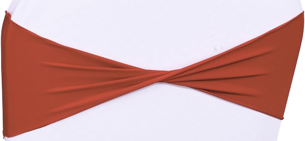 VDS Pack of 300 PCS | Terracotta | Spandex Chair Sashes Bows Without Buckle | Stretch Elastic Banquet Universal Folding Chair Band Tie with for Wedding Party Conference Celebration Event Decoration