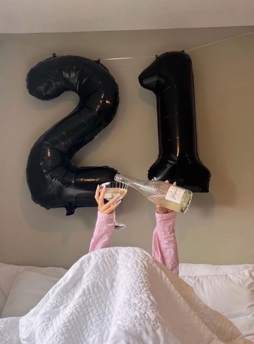 40 Inch Black Large Number 14 Birthday Balloon, Giant Numbers 14 41 Balloons, Foil Mylar Big Balloons for Anniversary Graduation Supplies Decorations