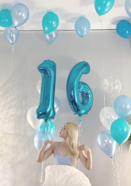 Pearl Blue 40 Inch 0 Number Balloons, 0 Decorations for 10 20 30 40 50 60 70 80 90 100Birthday, Foil Giant Birthday Graduations Anniversary Party Balloons
