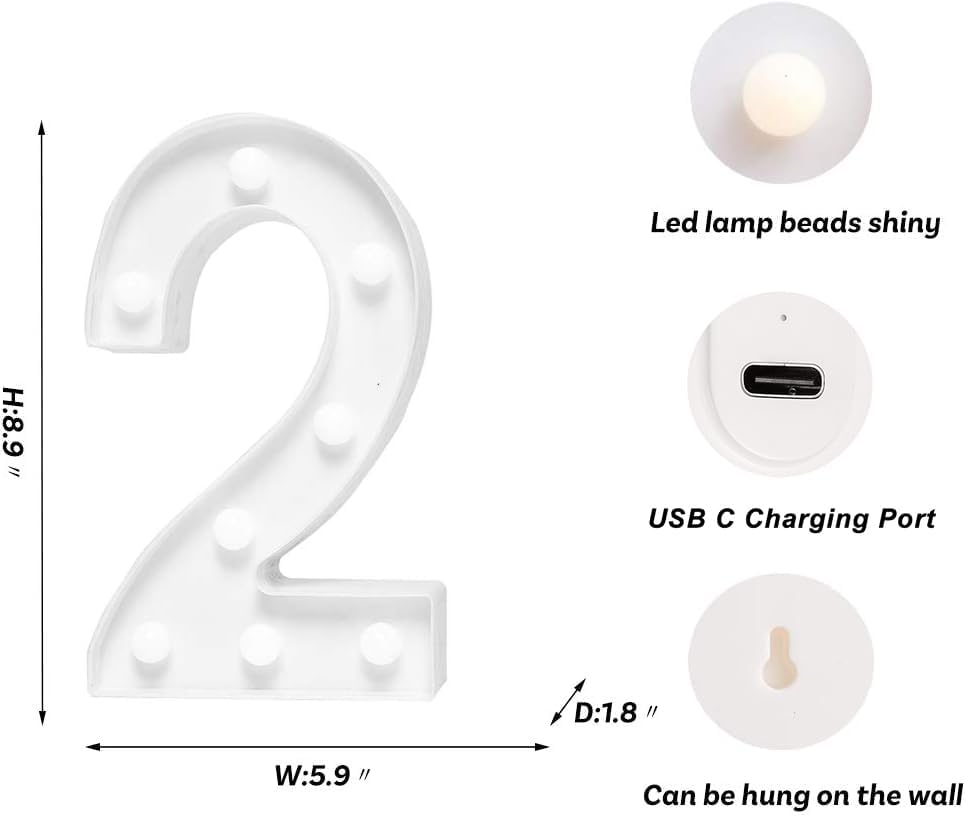 Foaky Rechargeable LED Letter Lights Sign Marquee Light Up Letters Sign for Night Light Wedding/Birthday Party Christmas Lamp Home Bar Decoration (2)
