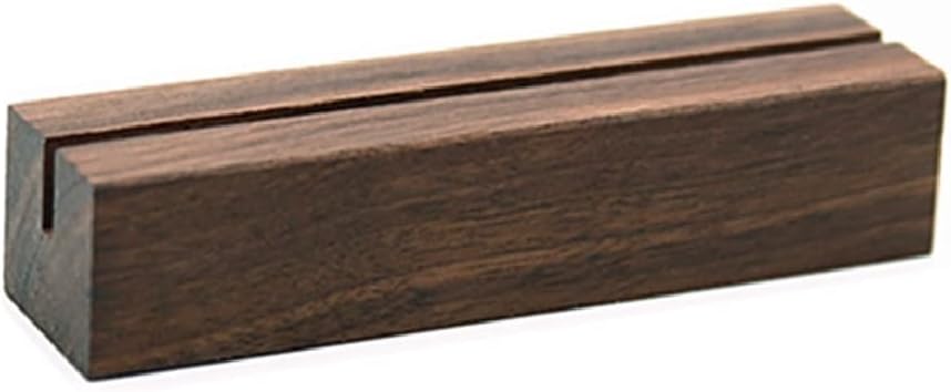 UNIQOOO 10 Pack Rustic Acrylic Sign Holders | Walnut Wood Table Numbers Display Stands | Place Card Holder, Perfect for Retail Shop Wedding Party Events Decoration