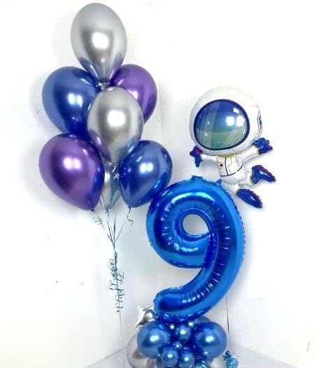 40 Inch Big Navy Blue 9 Balloon Number, Jumbo Giant Happy 9th 19 29 39 49 99 Birthday Party Decorations, Large Nine Mylar Foil Anniversary Birthday Party Engagement Decorations