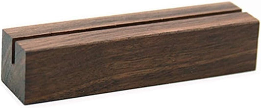 UNIQOOO 5 Pack Rustic Acrylic Sign Holders | Walnut Wood Table Numbers Display Stands | Place Card Holder, Perfect for Retail Shop Wedding Dinner Party Events Decoration