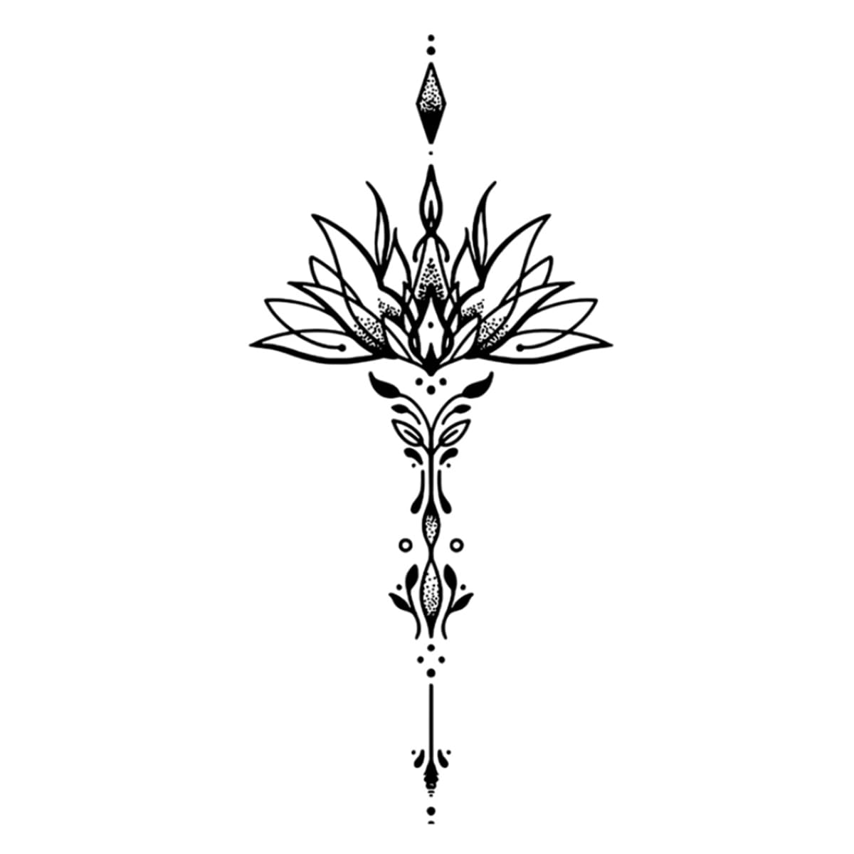 INKARTLINK Tattoo Tech, 2 Sheets Large Semi Permanent Tattoo, Adult Art Design Temporary Tattoos, Lasts 1-2 Weeks, Waterproof, Realistic Look, No Adhesive, No Reflection (Lotus Design)