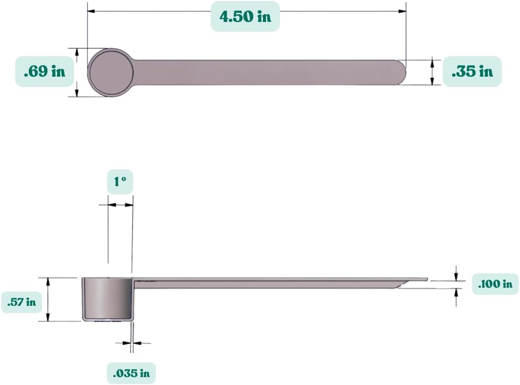 1/2 Teaspoon (2.5 mL) Long Handle Scoop for Measuring Coffee, Pet Food, Grains, Protein, Spices and Other Dry Goods (Pack of 5)