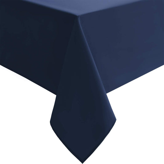 Hiasan Square Tablecloth - Waterproof and Spillproof Washable Fabric Table Cloth for Dining Room Kitchen, Navy Blue, 70 x 70 Inch
