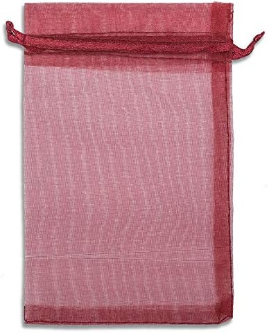 TheDisplayGuys 48-Pack 3x4 Maroon Sheer Organza Gift Bags with Drawstring, Jewelry Candy Treat Wedding Party Favors Mesh Pouch