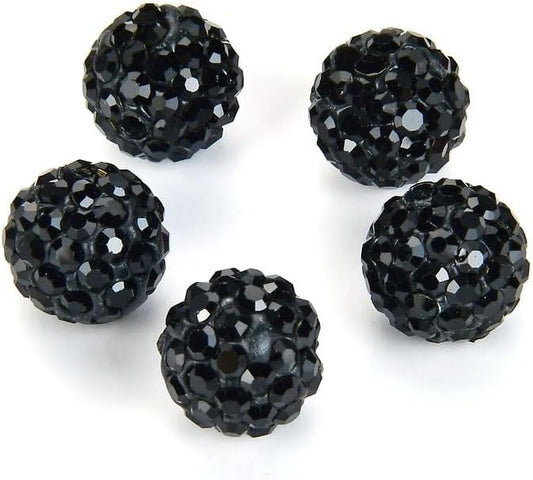 50pcs Adabele Grade A Suncatcher Crystal Rhinestone Pave Loose Beads 10mm Jet Black Polymer Clay Disco Ball Spacers Compatible with Shamballa All Craft Jewelry Making DB10-23