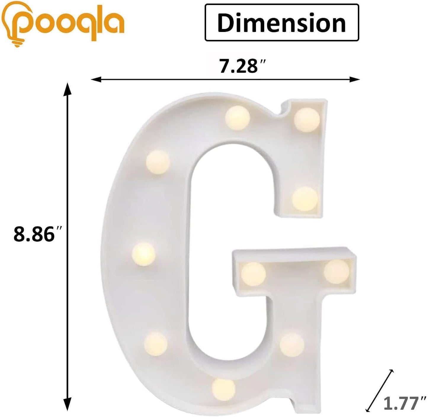 Pooqla LED Marquee Letter Lights, Warm White and Cool White Decorative Lighted Letters, Light Up Alphabet Letters for Boys Girls, Party, Wedding, Bar, Night Light, Birthday Decoration, Letter G