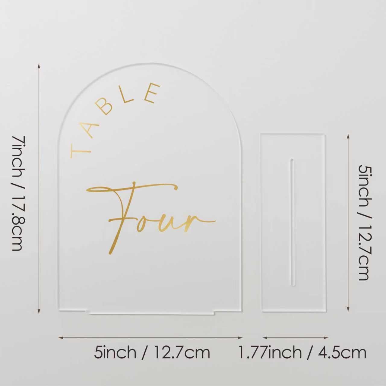 JINMURY Frosted Arch Wedding Table Numbers 1-10 with Stands, 5x7 Inch Acrylic Arch Sign with Golden Lettering, Frosted Acrylic Table Numbers for Wedding Reception