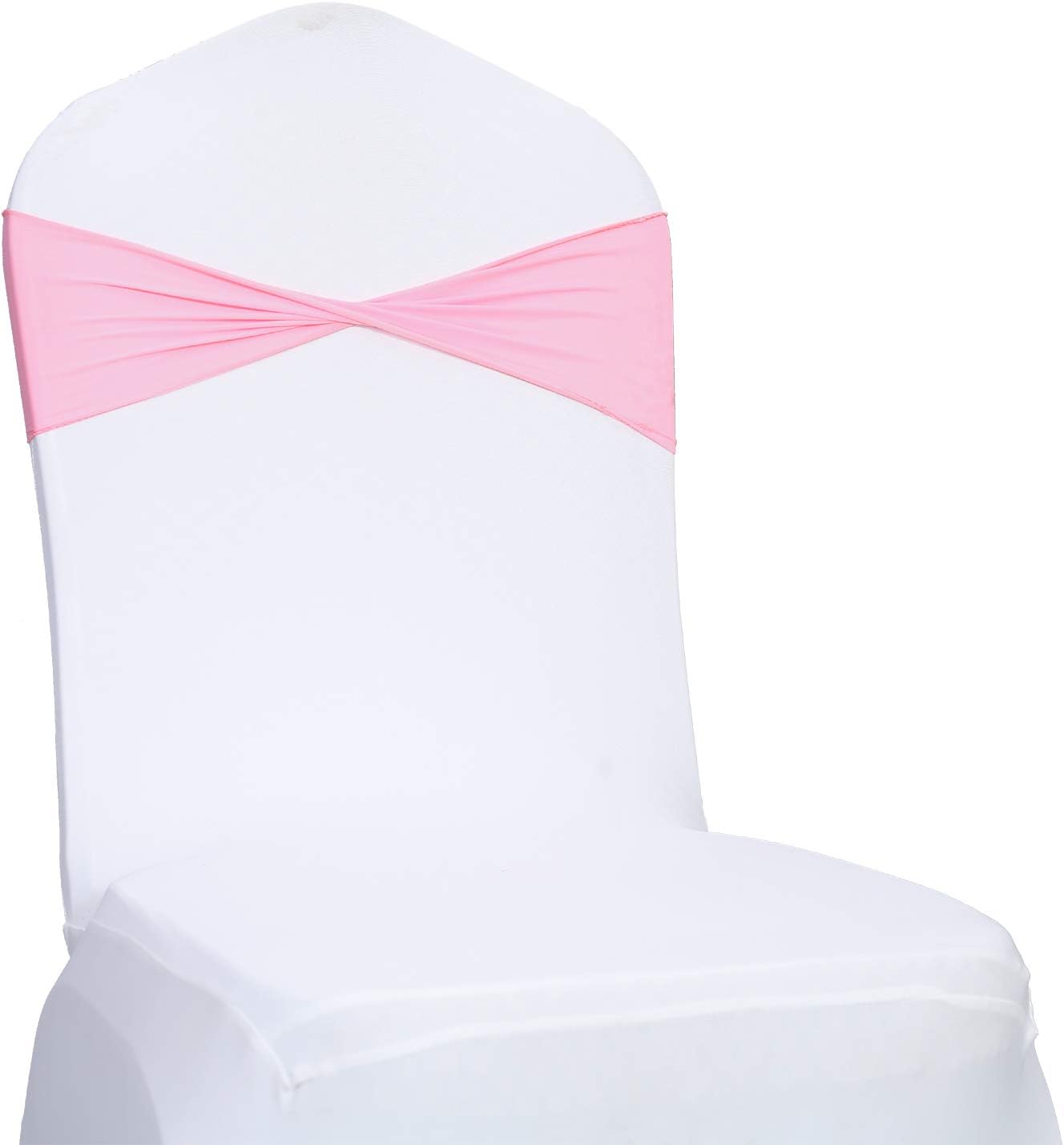 VDS Pack of 75 PCS | Pink | Spandex Chair Sashes Bows Without Buckle | Stretch Elastic Banquet Universal Folding Chair Band Tie with for Wedding Party Conference Celebration Event Decoration