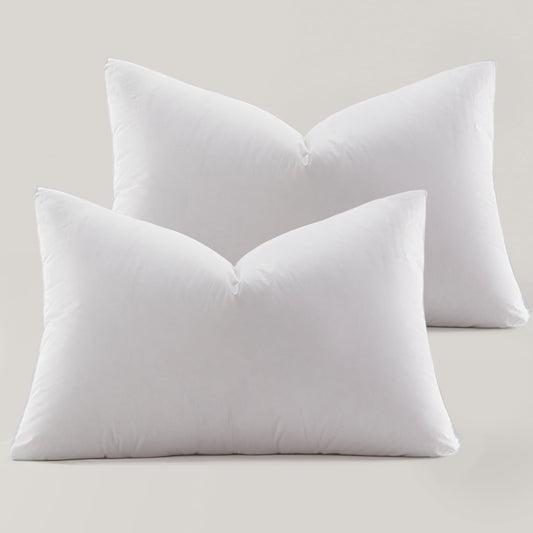 Globon Ultra Soft Down Pillow Standard Size Set of 2, All Down Filled Bed Pillow for Sleeping, 100% Cotton Shell 500 Thread Count, Soft Hotel Collection Down Feather Pillow 20" x 26"