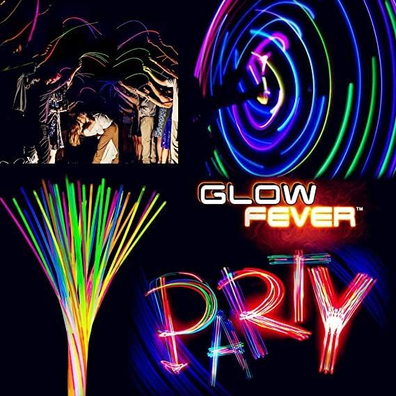 Glow Fever Glow Sticks Bulk 100ct 22'' Glow Necklaces with Connectors, Neon Light Sticks for Party Festivals Raves Concert Birthday Wedding, Aqua