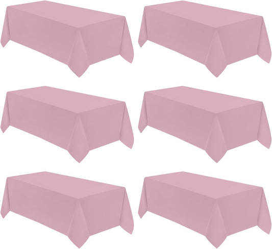 VidaFete Tablecloth 6 Pack 90 * 156inch Rectangle Table Cloth Polyester, Stain Wrinkle Resistant Polyester Dining Table Cover for Kitchen Dinning Party Wedding Rectangular Buffet Decoration(Pink)