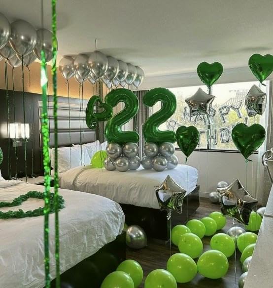 Green Number 27 72 Birthday Balloon 40 Inch, 27 72 Party Celebration Decorations Supplies, Mylar Foil Numbers Balloons for 27 72 Wedding Anniversary