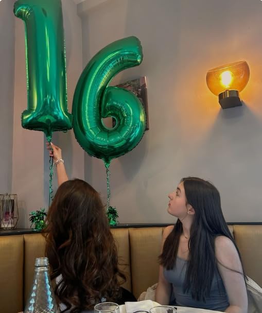 Green Number 17 71 Birthday Balloon 40 Inch, Digital Balloons for 17 71 Party Celebration Decorations Supplies, Mylar Foil Numbers Balloon for 17 71 Wedding Anniversary
