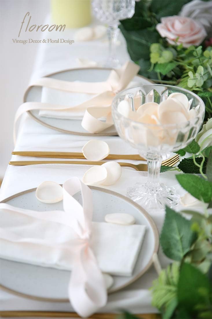 Floroom 500pcs Rose Petals Cream Faux Silk Flower Petals for Wedding Flower Girl Basket Aisle Scatter Dinner Table Centerpieces Party Confetti Bridal Shower Romantic Night Decoration