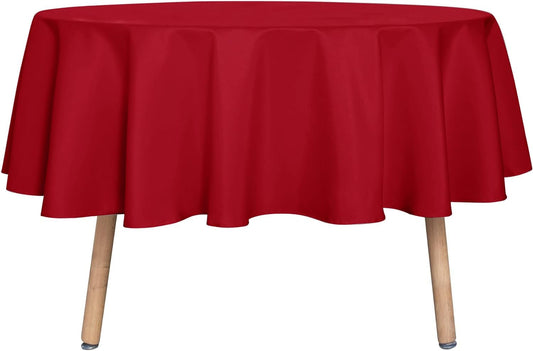 sancua Round Tablecloth - 60 Inch - Water Resistant Spill Proof Washable Polyester Table Cloth Decorative Fabric Table Cover for Dining Tables and Buffet Parties, Christmas Red