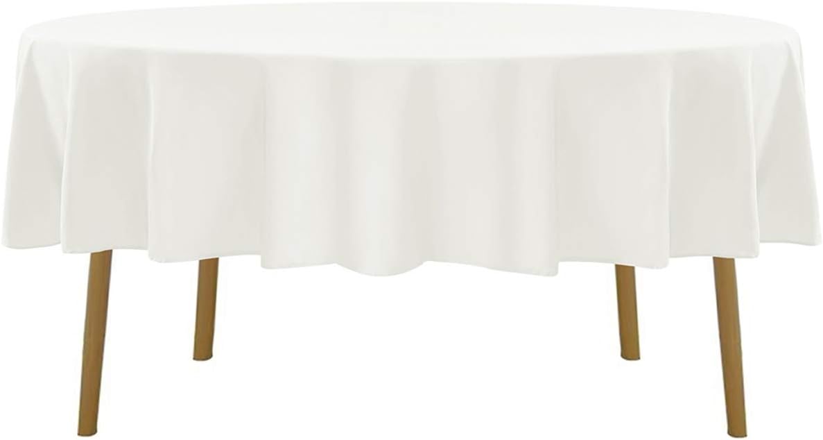 70 inch Round Tablecloth Washable Polyester Table Cloth Decorative Table Cover for Wedding Party Dining Banquet（70 inch,Ivory）
