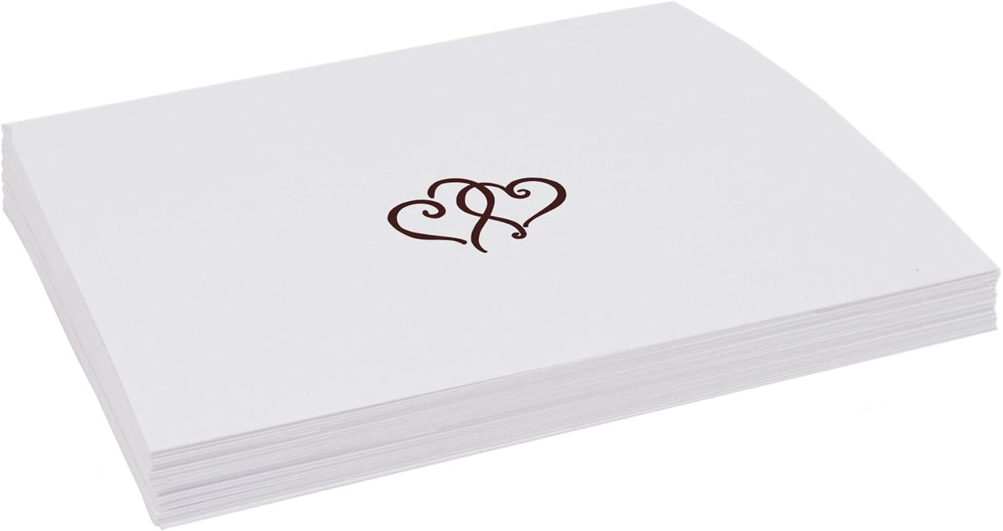 Linked Hearts Place Cards, Chocolate (Choose Color), Set of 150, Pre-cut and Scored - Wedding, Party, Dinner, and Special Events - Made in the USA
