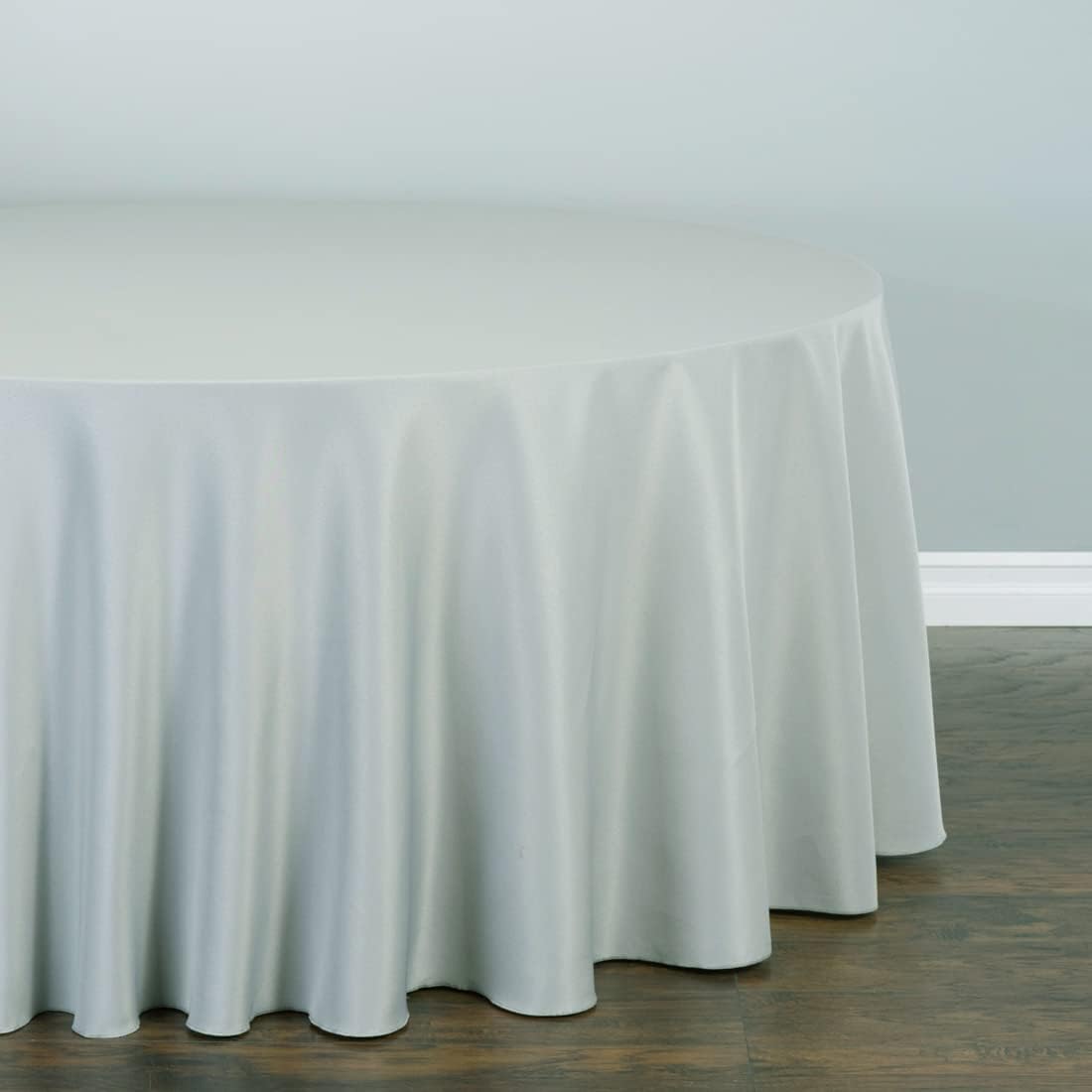 LTC LINENS 10 Pack 108 Inch Round Tablecloths Silver - Bulk for 48 Inch Round Table Floor Length - Wrinkle Resistant Polyester Fabric Cloth for Wedding