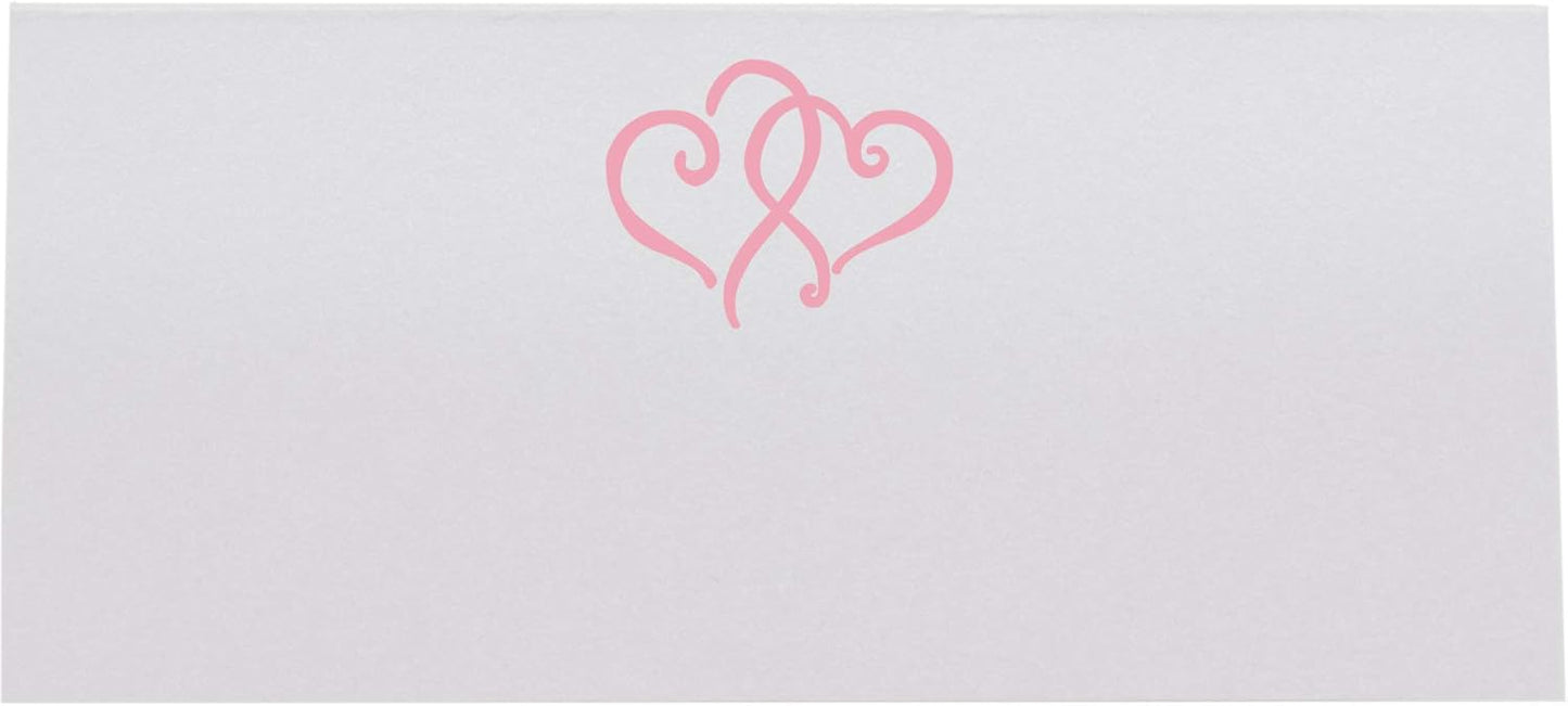 Linked Hearts Printable Place Cards, Pink (Choose Color), Set of 60 (10 Sheets), Laser & Inkjet Printers - Wedding, Party, Dinner, and Special Events - Made in the USA