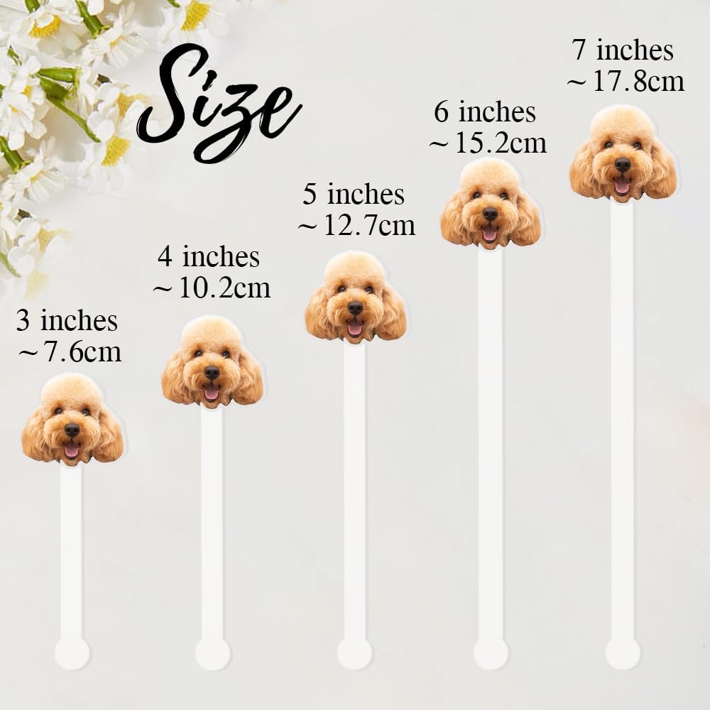 Personalized Pack 50pcs Printed Face Stir Sticks, Dog/Cat/Face/Logo Acrylic Drink Stirrers, Custom Big Head with Your Photo Drink Stirrers, Decor For Parties Birthday Graduation, Baby Face Photos