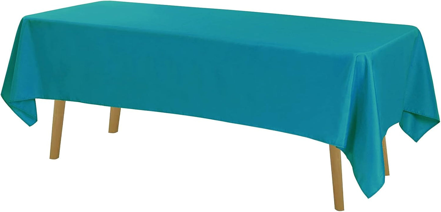 Rectangle Tablecloth 60x120 inch Washable Polyester Fabric Table Cloth for Wedding Party Dining Banquet Decoration（60x120, Caribbean Blue）