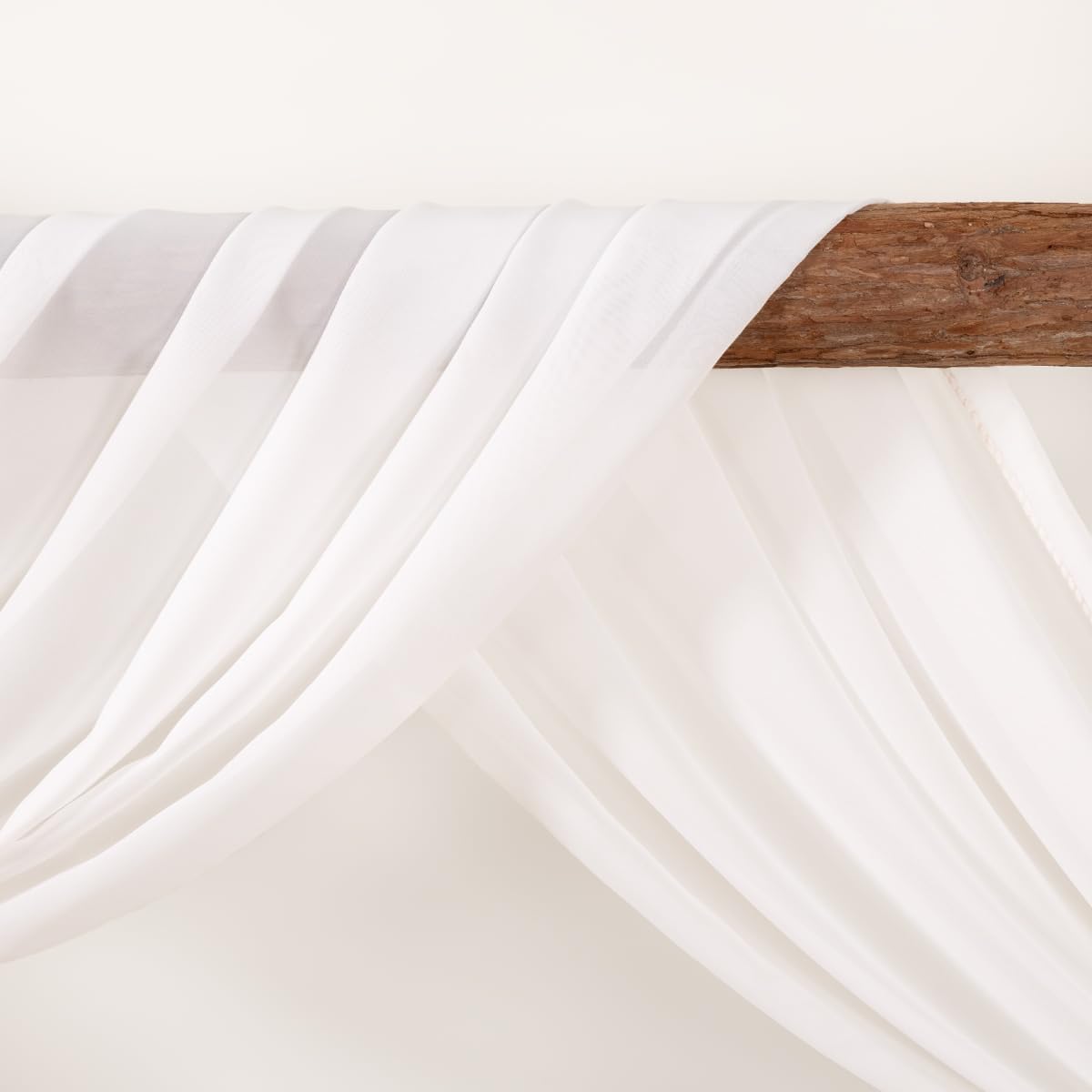 Ivory Wedding Arch Draping Fabric 4 Panels 30'' x 18FT Sheer Chiffon Arch Drapery for Photo Booth Bridal Shower Baby Shower Church Decor Newborn Photography Christening Outdoor Party