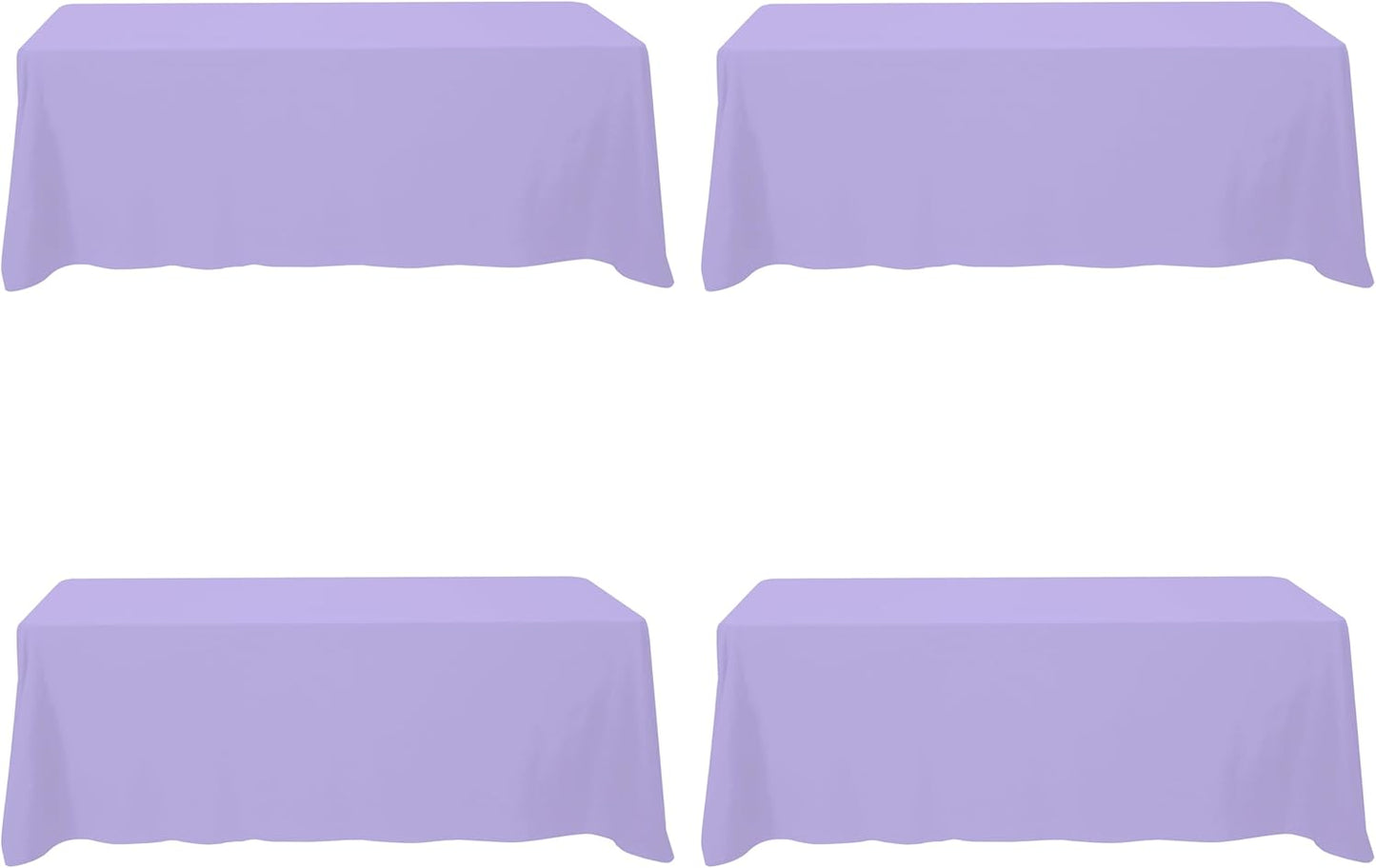 BRILLMAX 4 Pack Lavender Tablecloths for 8 Foot Rectangle Tables 90 x 156 Inch - 8ft Rectangular Bulk Linen Polyester Fabric Washable Cloth Cover for Wedding Reception Banquet Birthday Party