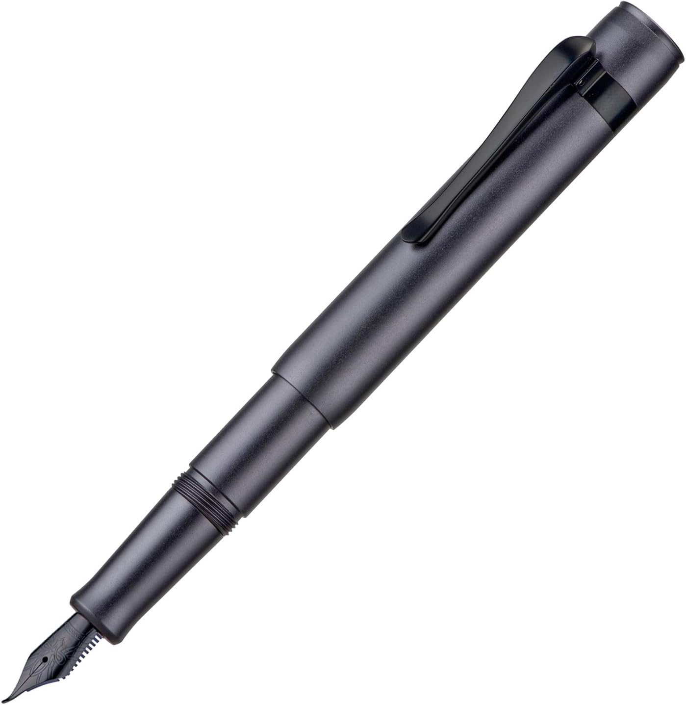 Hongdian M2 Black Forest Mini Fountain Pen, Bent Nib & Sleek Shape Aluminium Short Pocket Travel Pen (Space Gray)