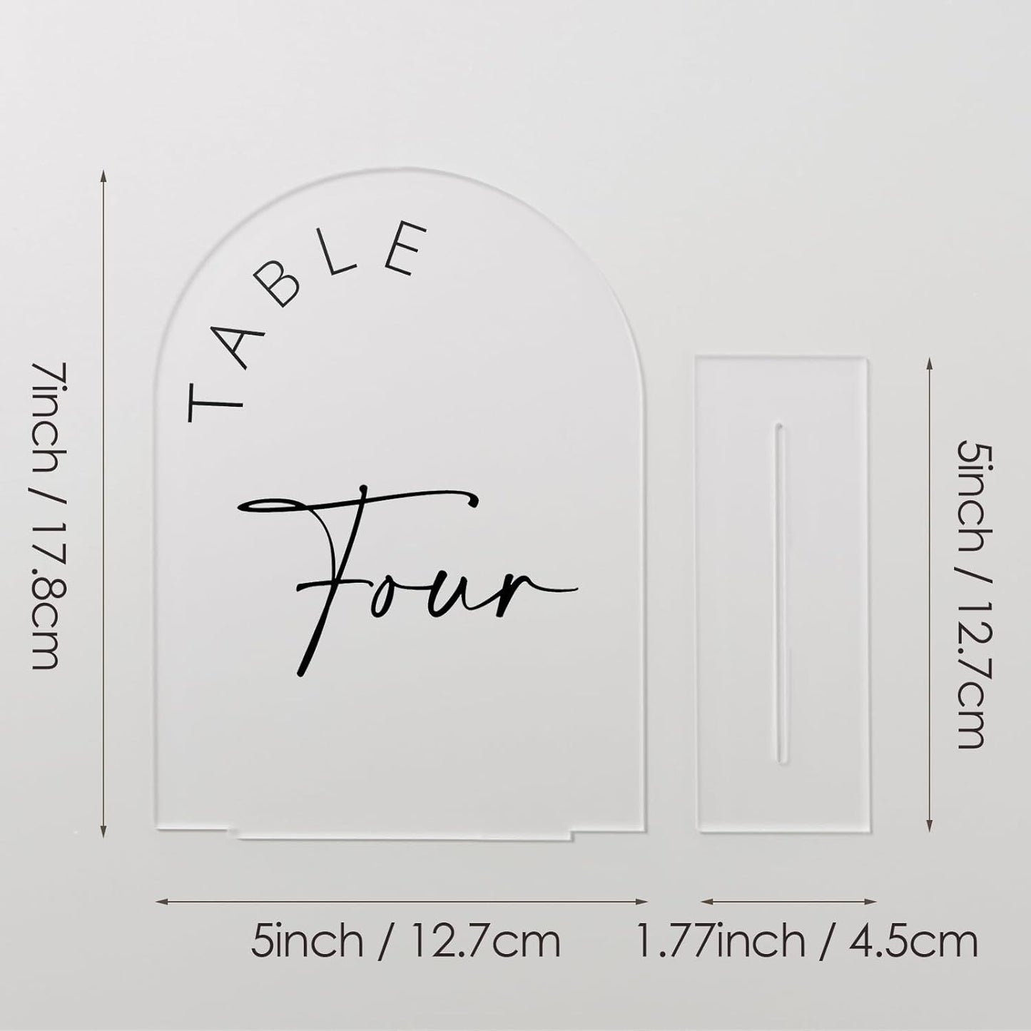 JINMURY Frosted Arch Wedding Table Numbers 1-20 with Stands, 5x7 Inch Frosted Arch Acrylic Sign with Black Letters, Arched Acrylic Table Numbers for Wedding Reception