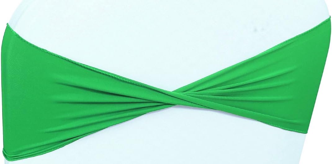 VDS Pack of 25 PCS | Light Green | Spandex Chair Sashes Bows Without Buckle | Stretch Elastic Banquet Universal Folding Chair Band Tie with for Wedding Party Conference Celebration Event Decoration