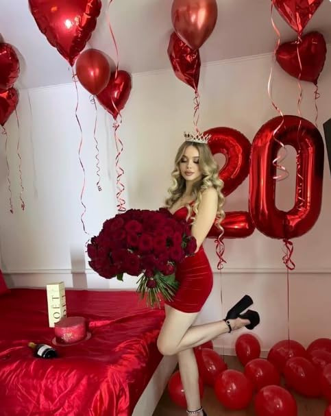 Red Number 1 Balloon 40 inch, Number 1 Birthday Balloon for Boy Girl, Red Foil One Balloon for 1st 10 11 12 16 18 Birthday Party, Anniversary Celebration Number Balloons Decorations