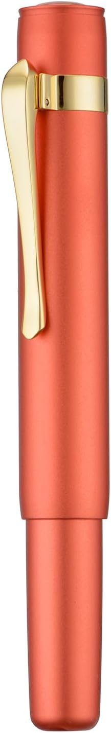 Hongdian M2 Black Forest Mini Fountain Pen, Long Blade Nib & Sleek Shape Aluminium Short Pocket Travel Pen (Orange Red)
