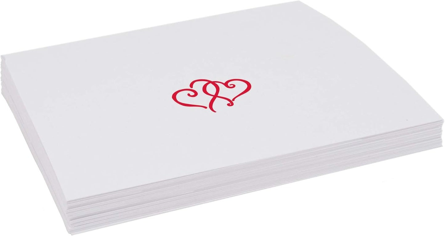Linked Hearts Place Cards, Ruby Red (Choose Color), Set of 150, Pre-cut and Scored - Wedding, Party, Dinner, and Special Events - Made in the USA