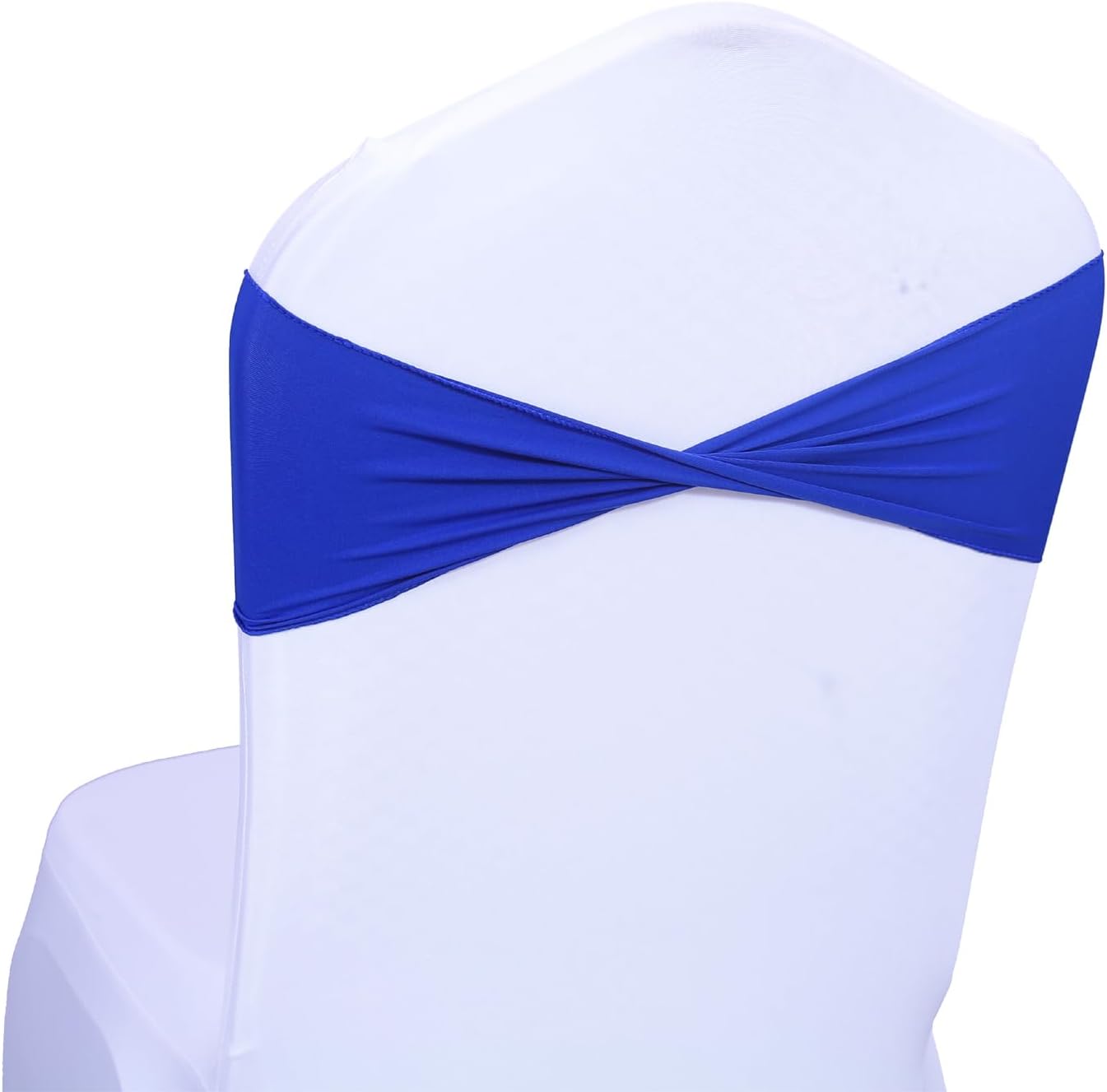 MDS Pack of 200 Spandex Chair Sashes Bows Elastic Stretch Dining Chair Bands Ties Without Slider Buckle Universal fits for Wedding Baby Shower Birthday Party Banquet Event Decoration - Royal Blue