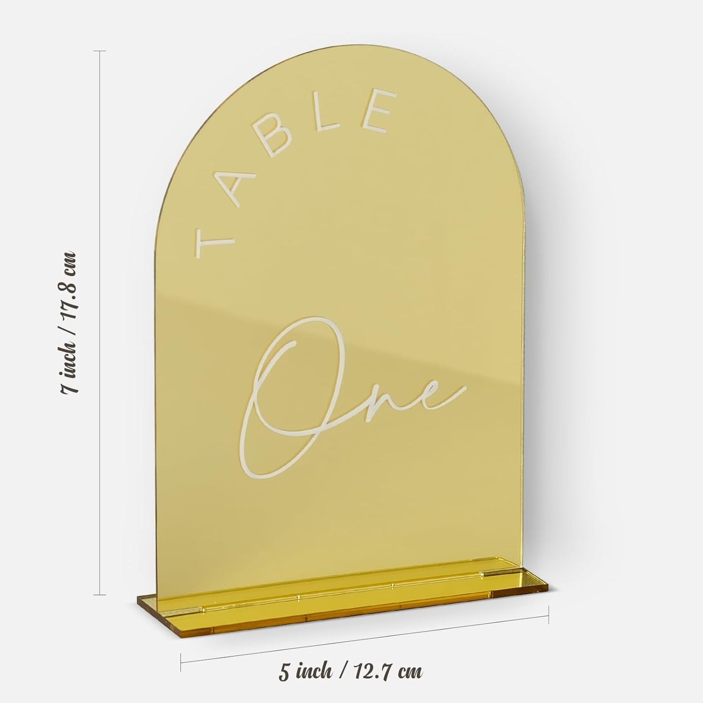 Gold Mirrored Arch Wedding Table Numbers 1-20 with Stands, 5x7 Inch Acrylic Arch Sign with Holder, Table Numbers 1-20, 5"x7")