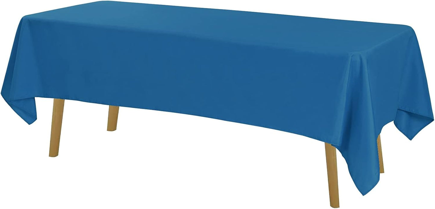 Rectangle Tablecloth 60x120 inch Washable Polyester Fabric Table Cloth for Wedding Party Dining Banquet Decoration（60x120, Mediterranean Blue）