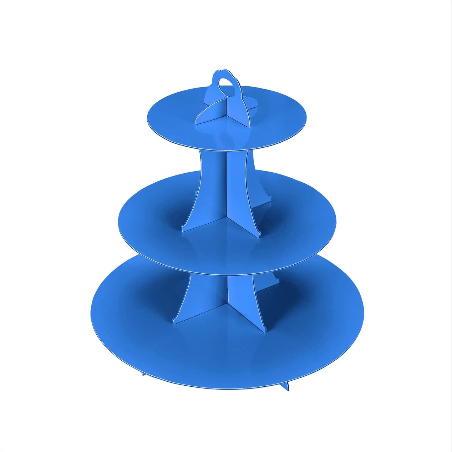 2Pcs 3-Tier Cupcake Stand, Cake Stand holder, Tiered DIY Cupcake Stand Tower for Dessert Table Displays, Birthday Theme Party Favors Decoration, Floral Tea Party, 12" W x 12.8" H, Blue