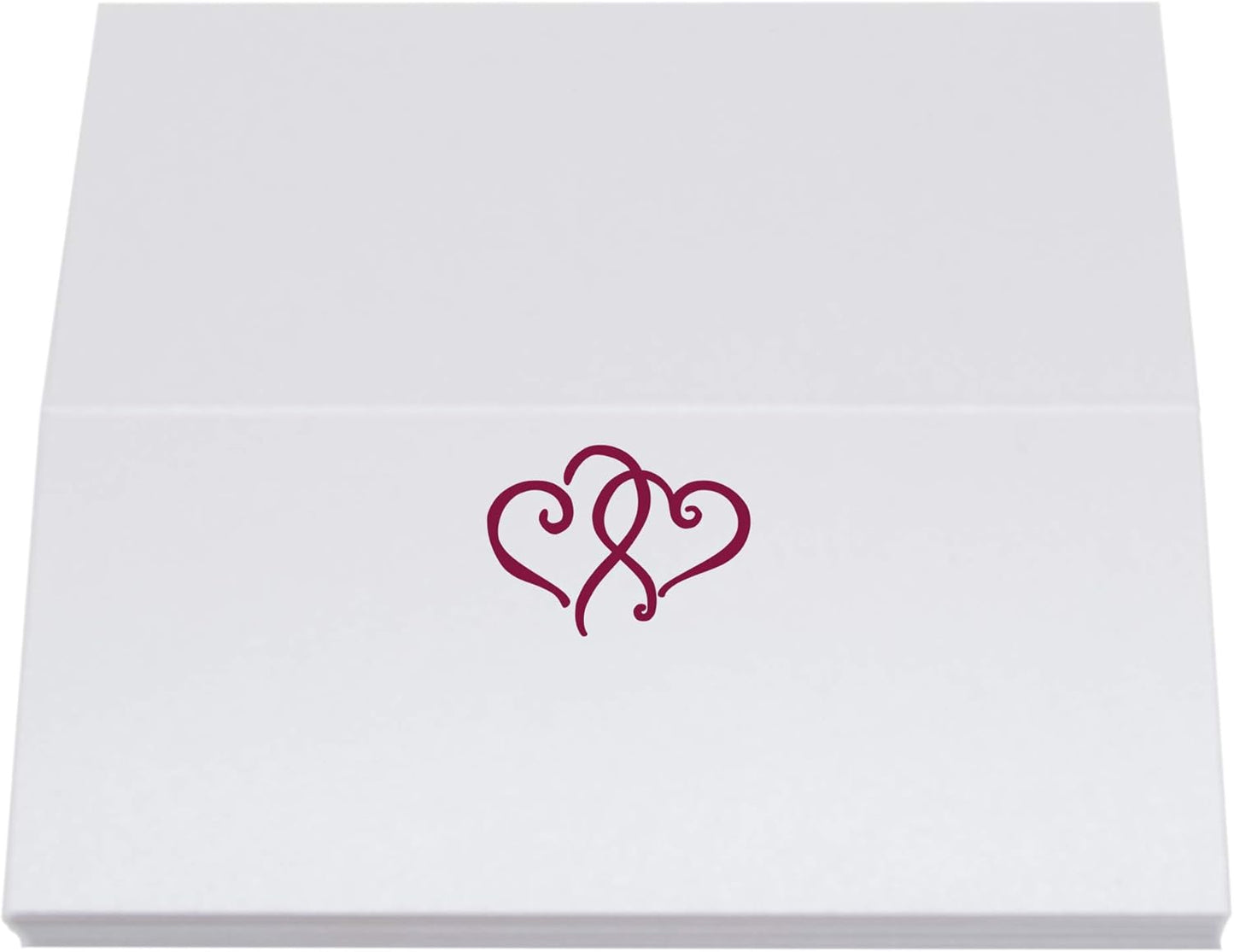 Linked Hearts Place Cards, Burgundy (Choose Color), Set of 25, Pre-cut and Scored - Wedding, Party, Dinner, and Special Events - Made in the USA