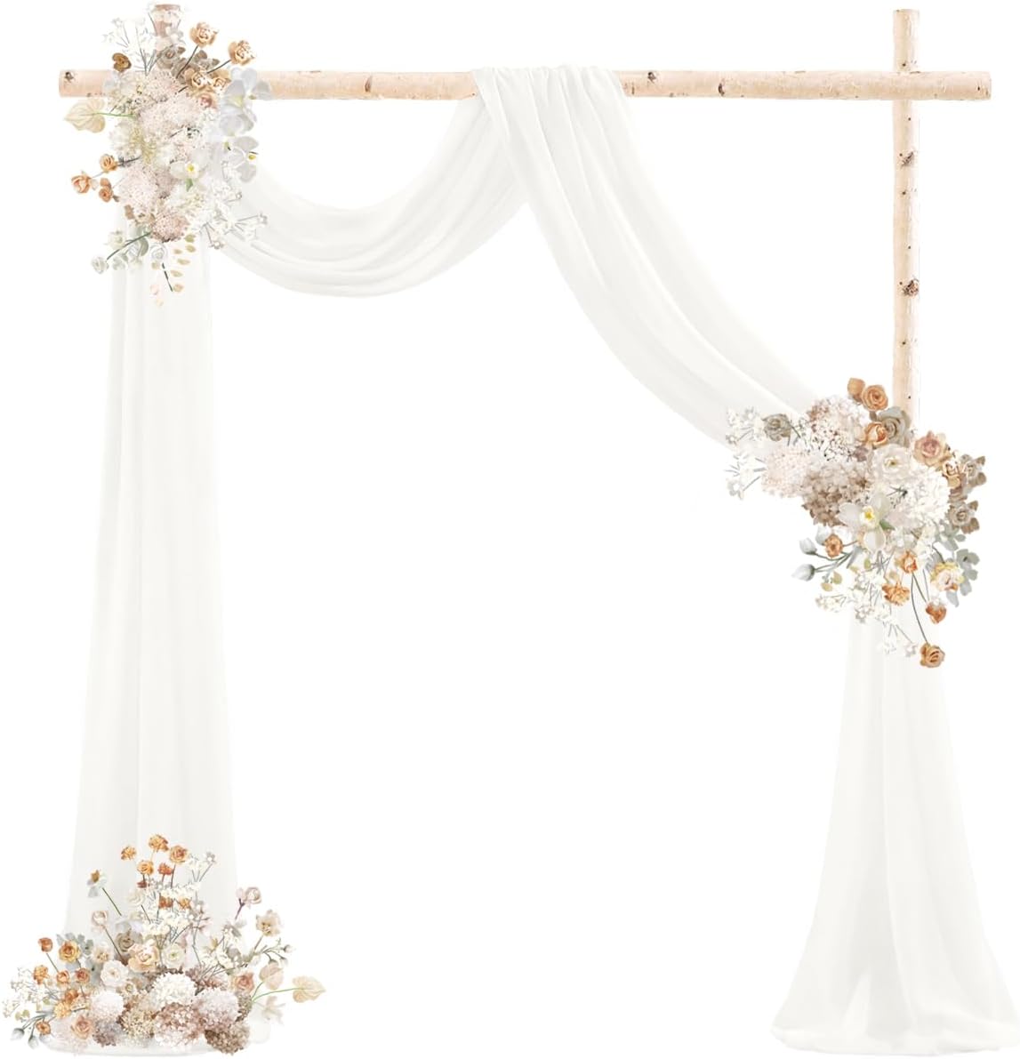 Ivory Wedding Arch Draping Fabric 29" x 20 FT White Drapes for Backdrop Sheer Curtains Wedding Drapes for Romantic Bridal Baby Shower Decorations Ceremony Birthday Party Fall Outdoor Events