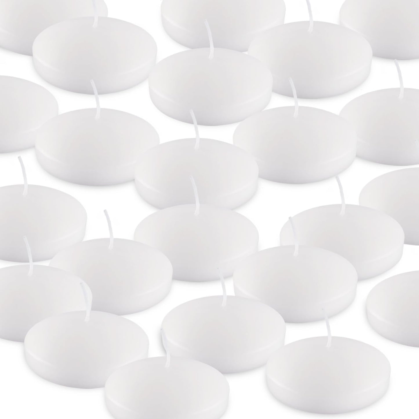 Set of 24， 3-inch Floating Candles, White Smoke-Free and odorless, Burning continuously for 8-9 Hours, Suitable for Valentine's Day, Weddings, Holidays, Home Decoration