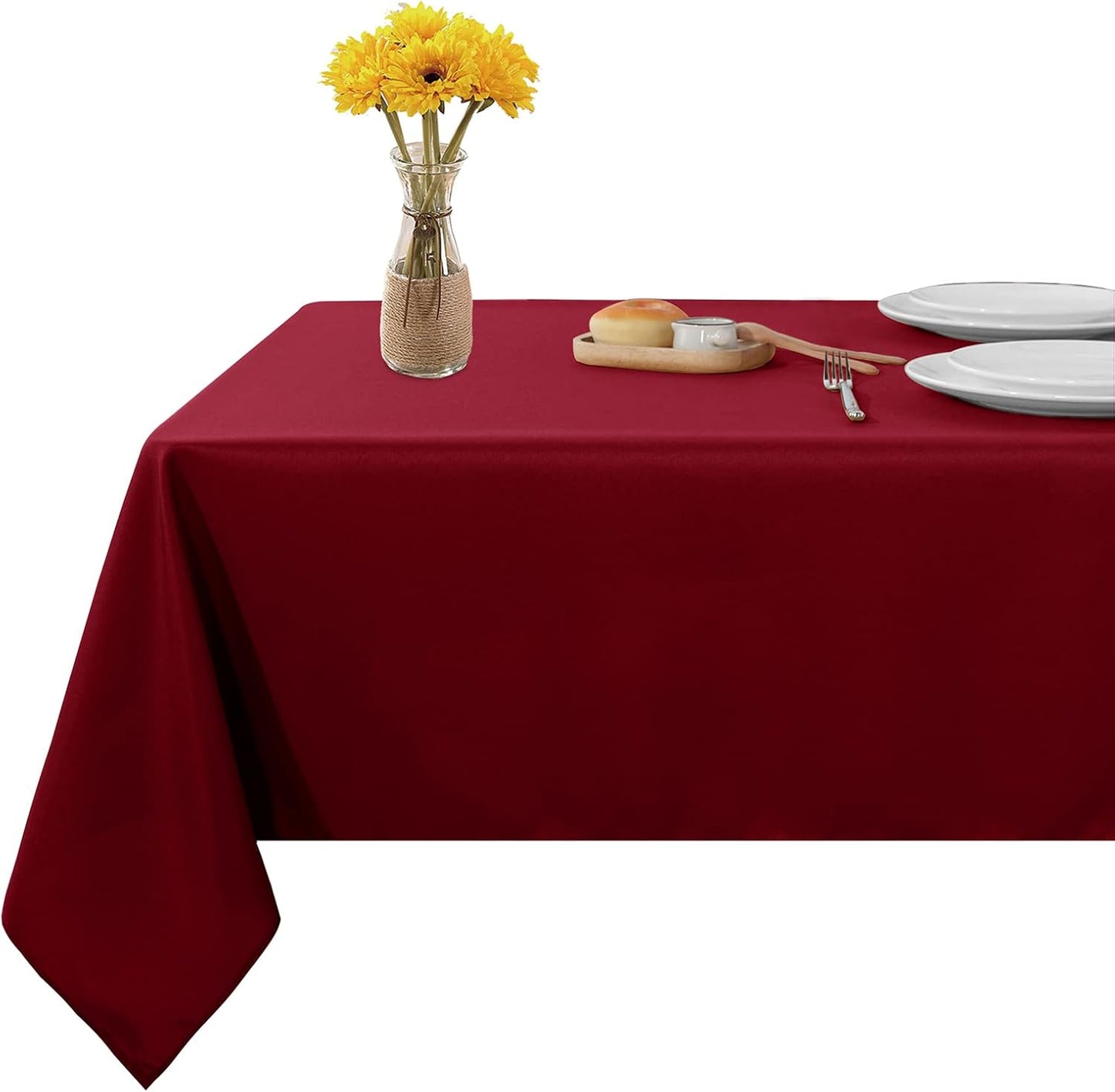 Fitable Square Tablecloth 54x54 inch Tablecloth Stain and Wrinkle Resistant Washable Polyester Table Cloth for Buffet Parties and Camping, Red