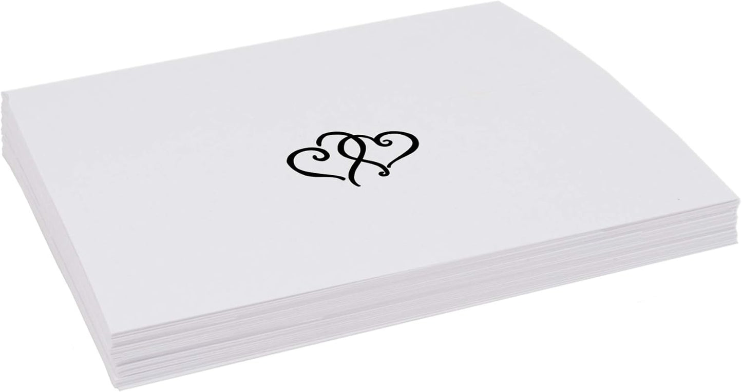 Linked Hearts Place Cards, Black (Choose Color), Set of 150, Pre-cut and Scored - Wedding, Party, Dinner, and Special Events - Made in the USA